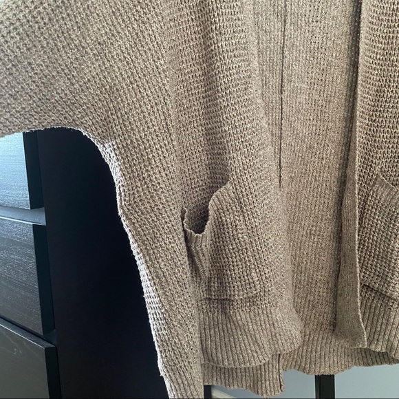 American Eagle Brown Waffle Boyfriend Cardigan - Picture 5 of 8